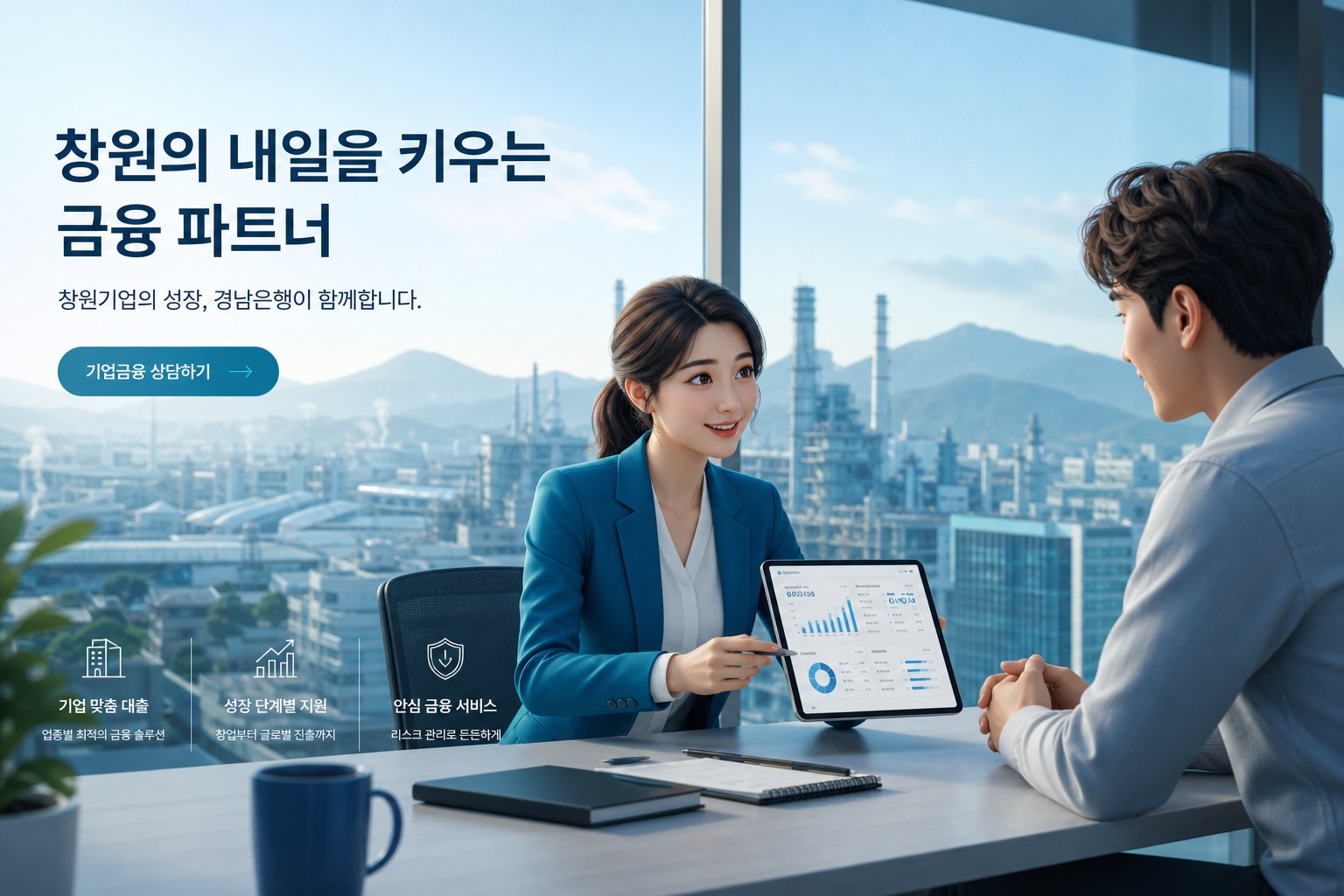 상담사가 고객과 상환 일정을 함께 검토하는 장면